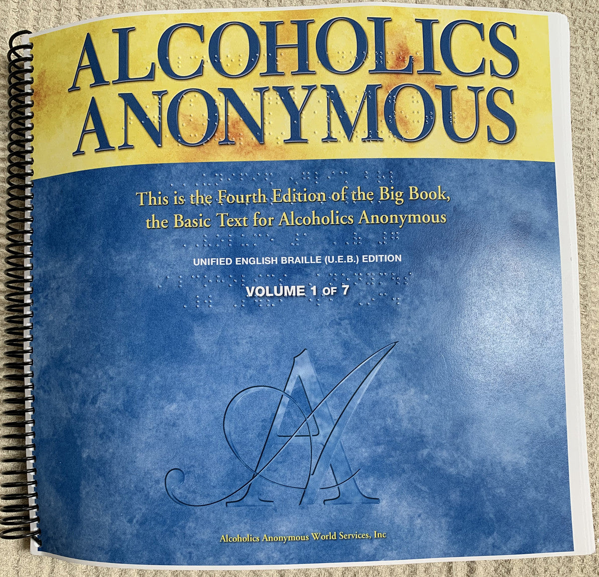 Braille Alcoholics Anonymous Big Book – LA Central Office